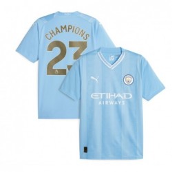 Manchester City Home Shirt 2023-24 with Champions 23,Sky Blue