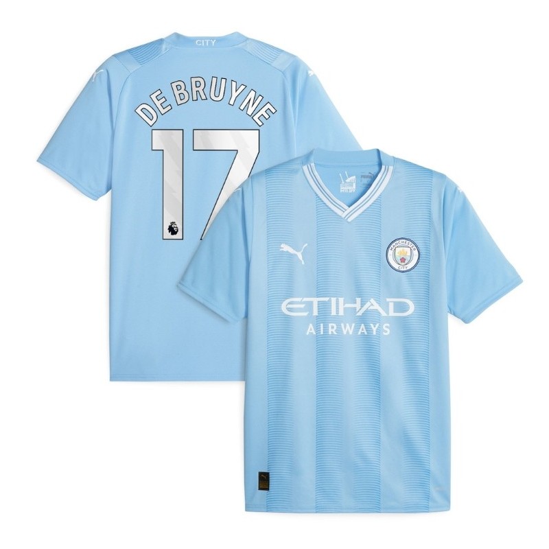 Manchester City Home Shirt 2023-24 with De Bruyne 17,Blue