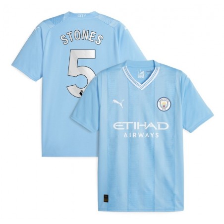 Manchester City Home Shirt 2023-24 with Stones 5,Sky Blue