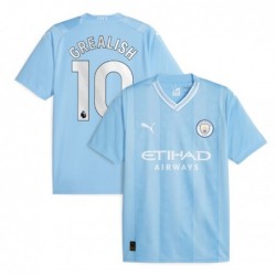 Manchester City Home Shirt 2023-24 with Grealish 10,Sky Blue