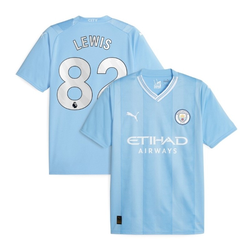 Manchester City Home Shirt 2023-24 with Lewis 82,Sky Blue