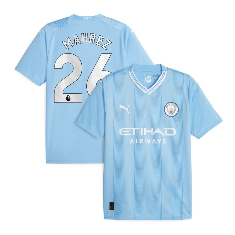 Manchester City Home Shirt 2023-24 with Mahrez 26,Sky Blue