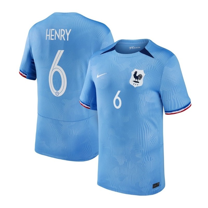 France Women Home Stadium Shirt 2023-24 with Henry 6,Blue