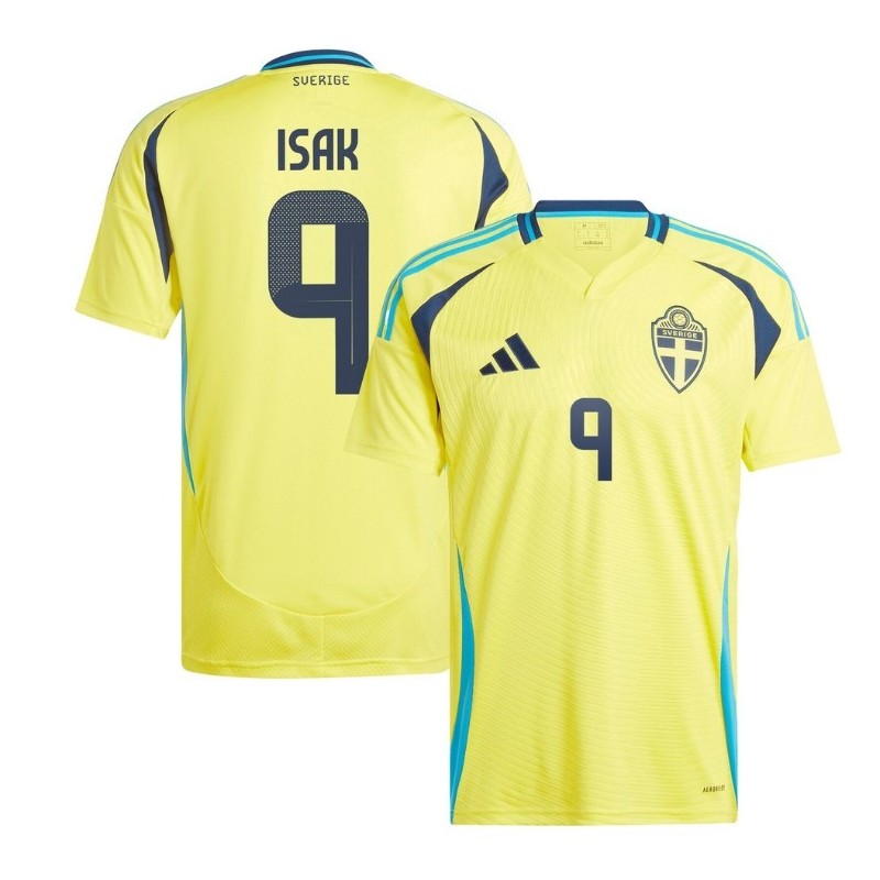 Sweden Home Shirt 2024 with Isak 9 printing - Yellow