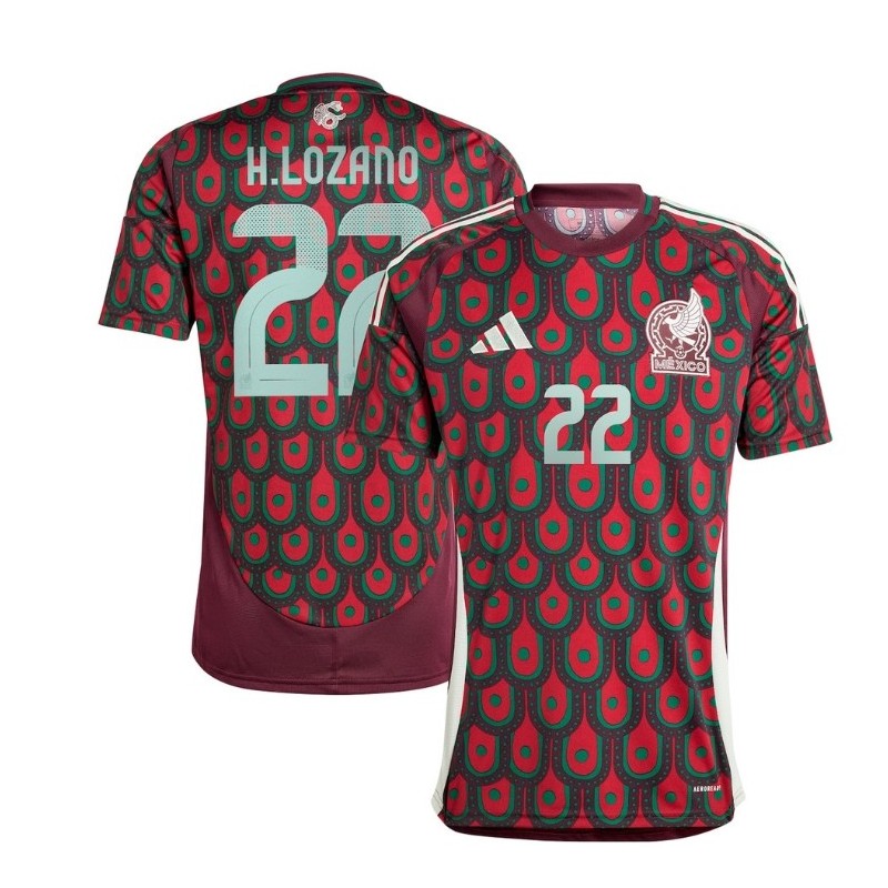 Hirving Lozano Mexico National Team 2024 Home Player Jersey - Burgundy