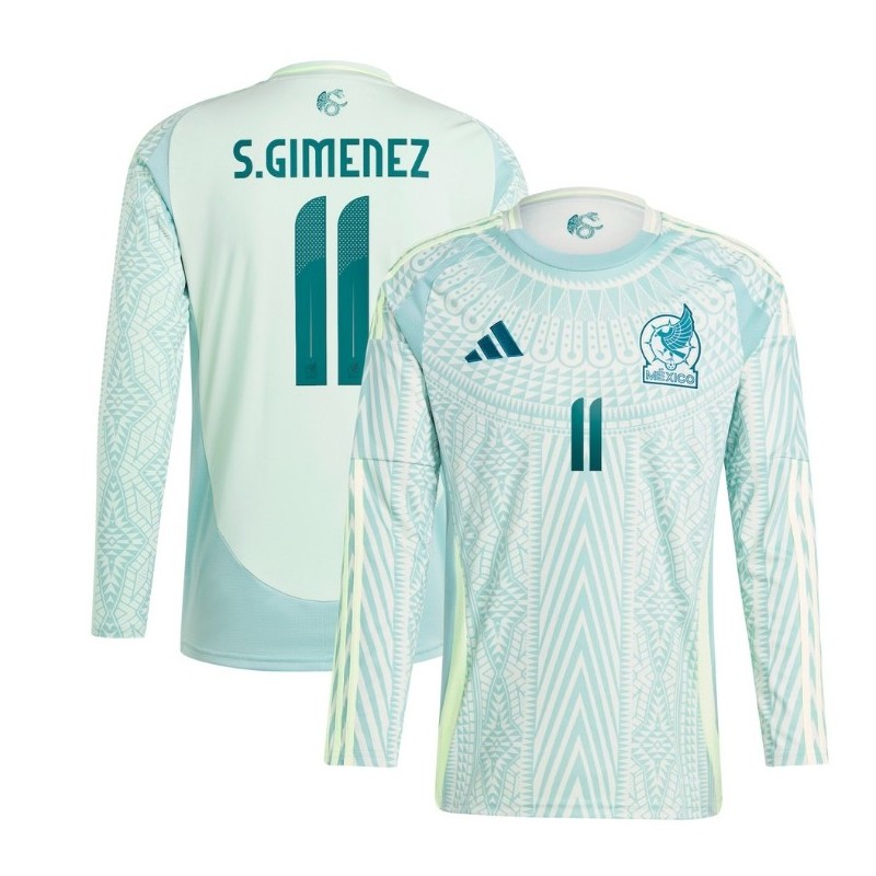 Santiago Giménez Mexico Team 2024 Away Player Long Sleeve Jersey - Green