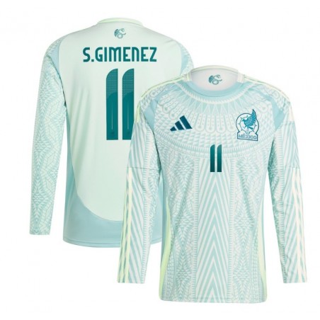 Santiago Giménez Mexico Team 2024 Away Player Long Sleeve Jersey - Green