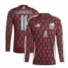 Santiago Giménez Mexico Team 2024 Home Player Long Sleeve Jersey - Burgundy