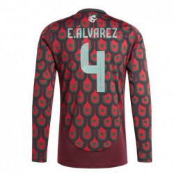 Edson Alvarez Mexico Team 2024 Home Player Long Sleeve Jersey - Burgundy