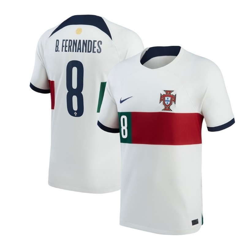 Bruno Fernandes Portugal Team 2022-23 Away Breathe Jersey - White