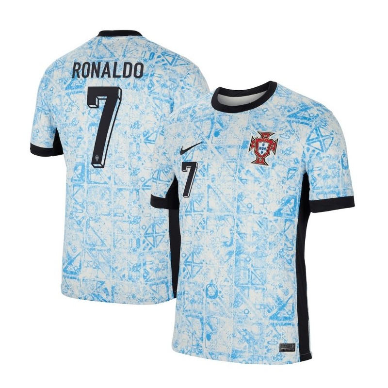 Portugal Away Stadium Shirt 2024 with Ronaldo 7 printing - Cream