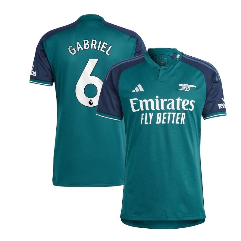 Arsenal Third Shirt 2023-24 with Gabriel 6 printing-Green