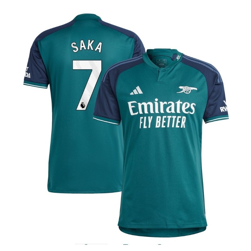 Arsenal Third Shirt 2023-24 with Saka 7 printing-Green