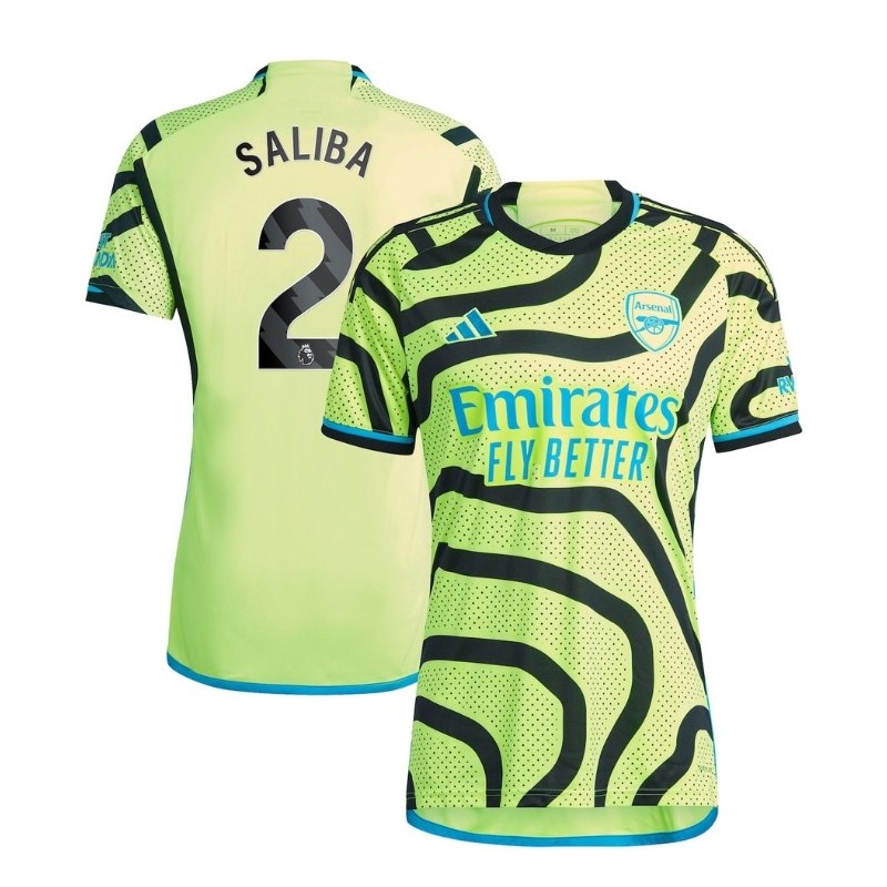 Arsenal Away Shirt 2023-24 with Saliba 2 printing-Yellow