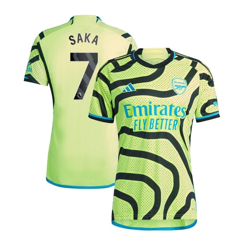 Arsenal Away Shirt 2023-24 with Saka 7 printing-Yellow