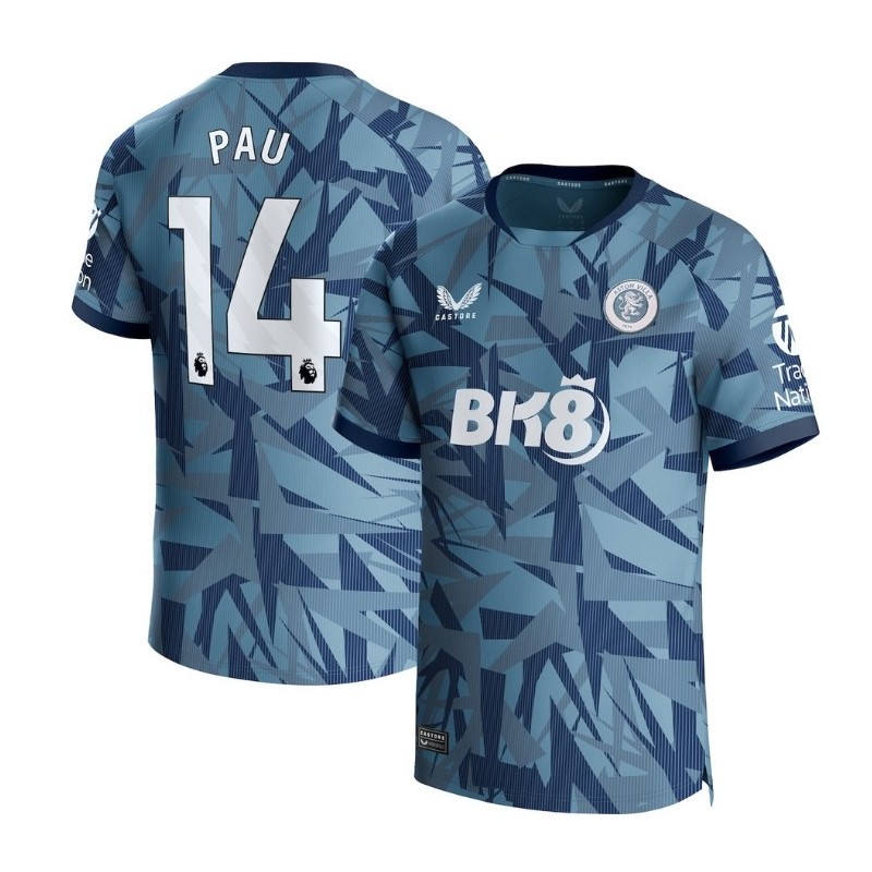 Aston Villa Third Shirt 2023-24 with Pau 14 printing-Light Blue