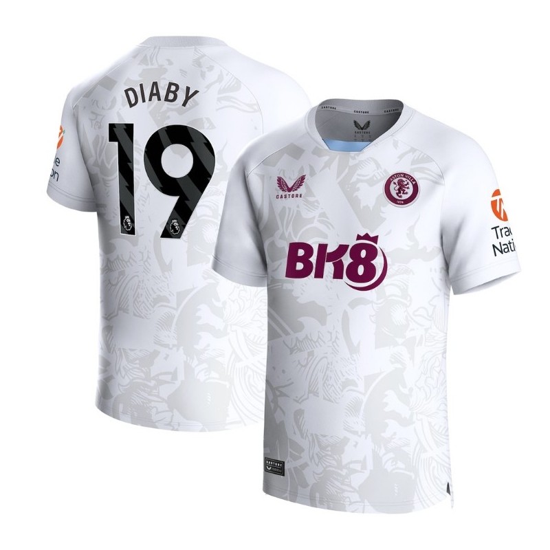 Aston Villa Away Shirt 2023-24 with Diaby 19 printing-White