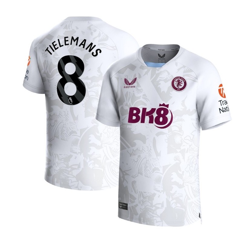 Aston Villa Away Shirt 2023-24 With Tielemans 8 Printing-White