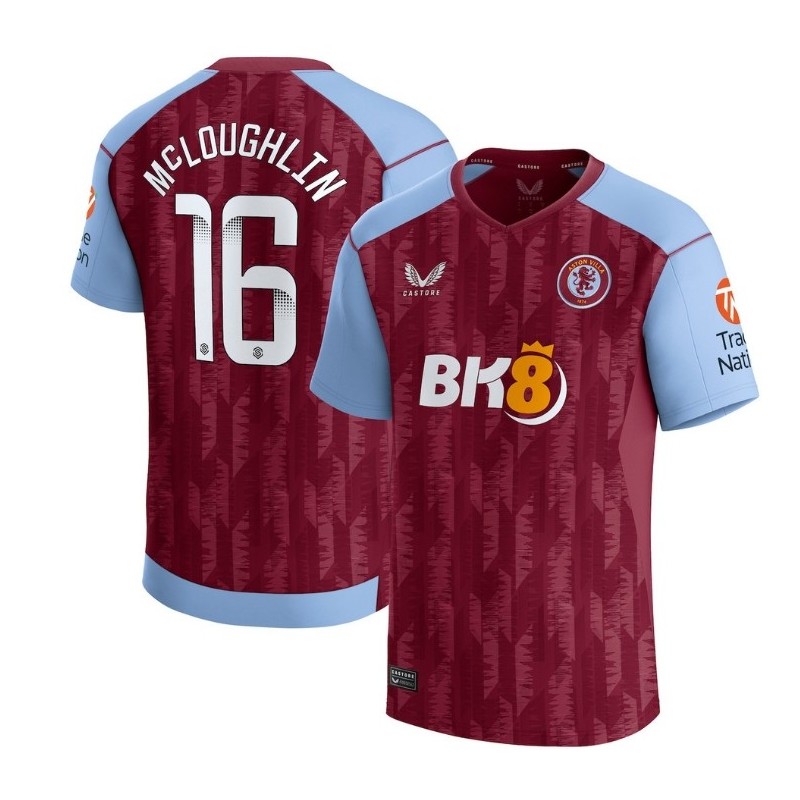 Aston Villa WSL Home Shirt 2023-24 with McLoughlin 16 printing-Maroon