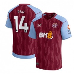 Aston Villa Home Shirt 2023-24 With Pau 14 Printing-Maroon