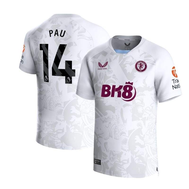 Aston Villa Away Shirt 2023-24 with Pau 14 printing-White