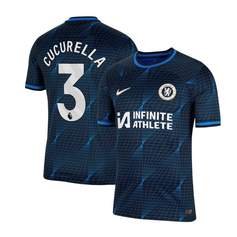 Chelsea Away Stadium Sponsored Shirt 2023-24 With Cucurella 3,Navy