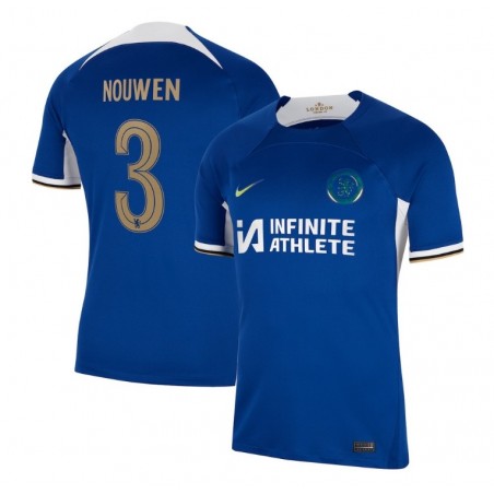 Chelsea Home Stadium Sponsored Shirt 2023-24 With Nouwen 3 , Blue