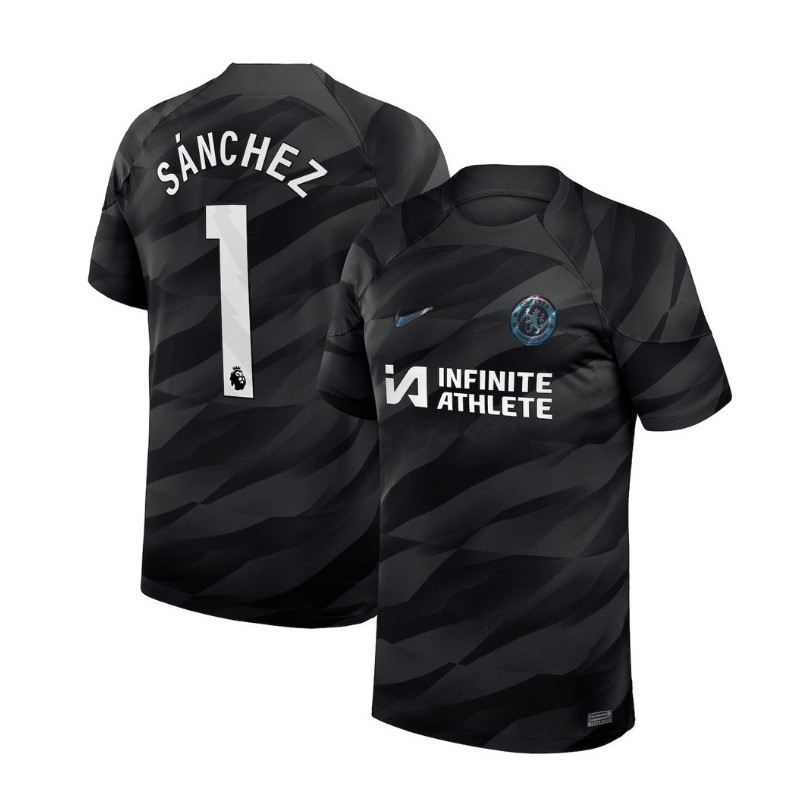 Chelsea Goalkeeper Stadium Sponsored Shirt 2023-24 With Sánchez 1 ,Black