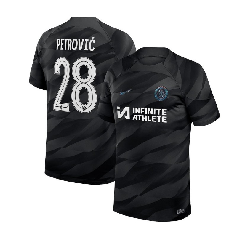 Chelsea Cup Home Goalkeeper Stadium Sponsored Shirt 2023-24 With Petrovic 28,Black