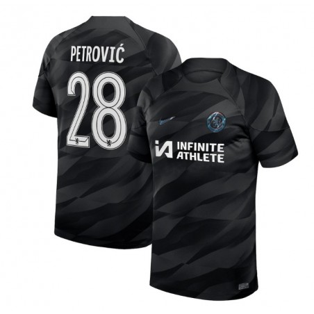 Chelsea Cup Home Goalkeeper Stadium Sponsored Shirt 2023-24 With Petrovic 28,Black