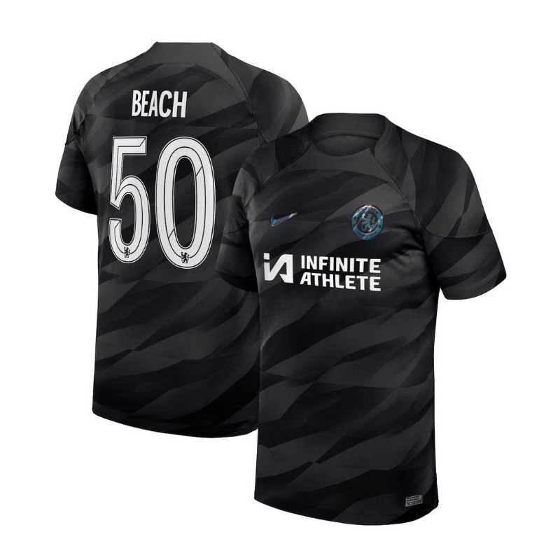 Chelsea Cup Home Goalkeeper Stadium Sponsored Shirt 2023-24 With Beach 50,Black