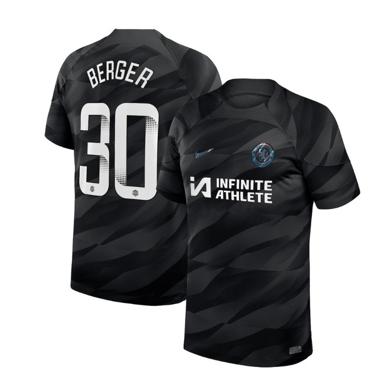 Chelsea Home Goalkeeper Stadium Sponsored Shirt 2023-24 With Berger 30 Wsl,Black