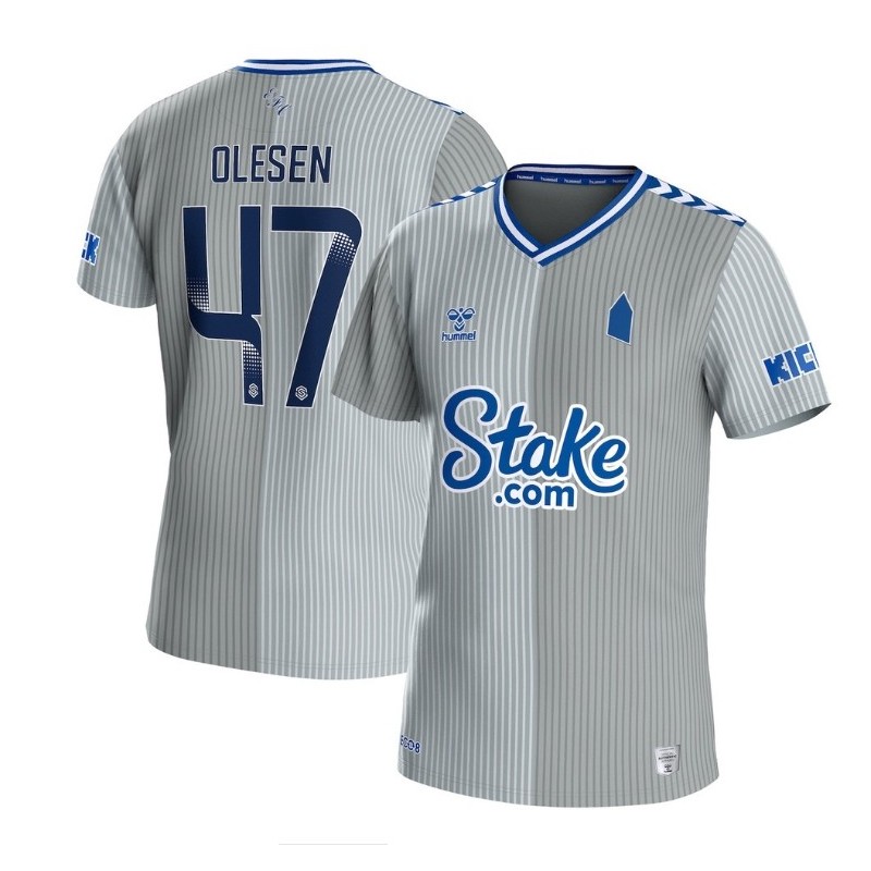 Everton WSL Third Shirt 2023-24 with Olesen 47 printing-Grey