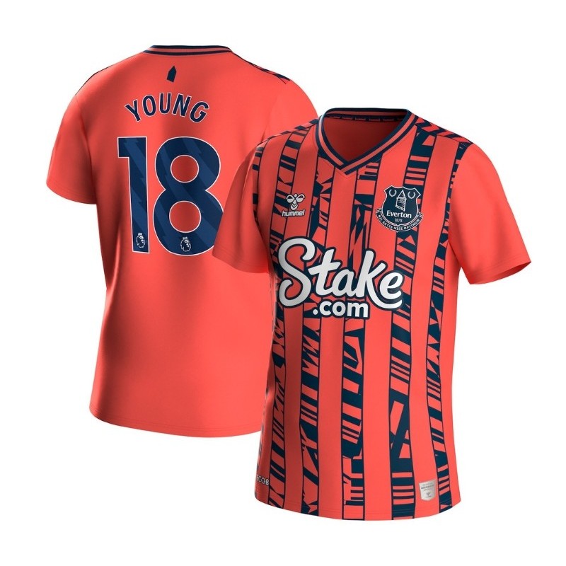 Everton Away Shirt 2023-24 with Young 18 printing-Orange