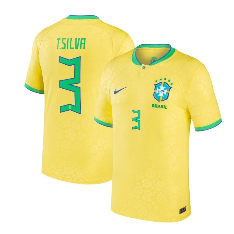 Thiago Silva Brazil National Team 2022/23 Home Jersey - Yellow