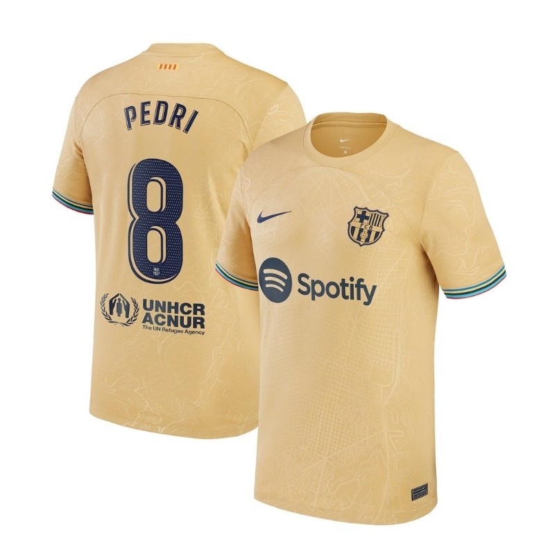 Pedri Barcelona 2022/23 Away Player Jersey-Gold