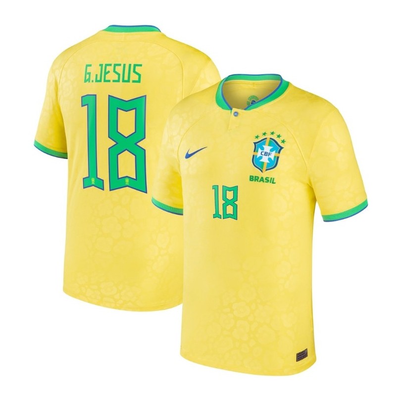 Gabriel Jesus  Brazil National Team 2022/23 Soccer Jersey - Yellow