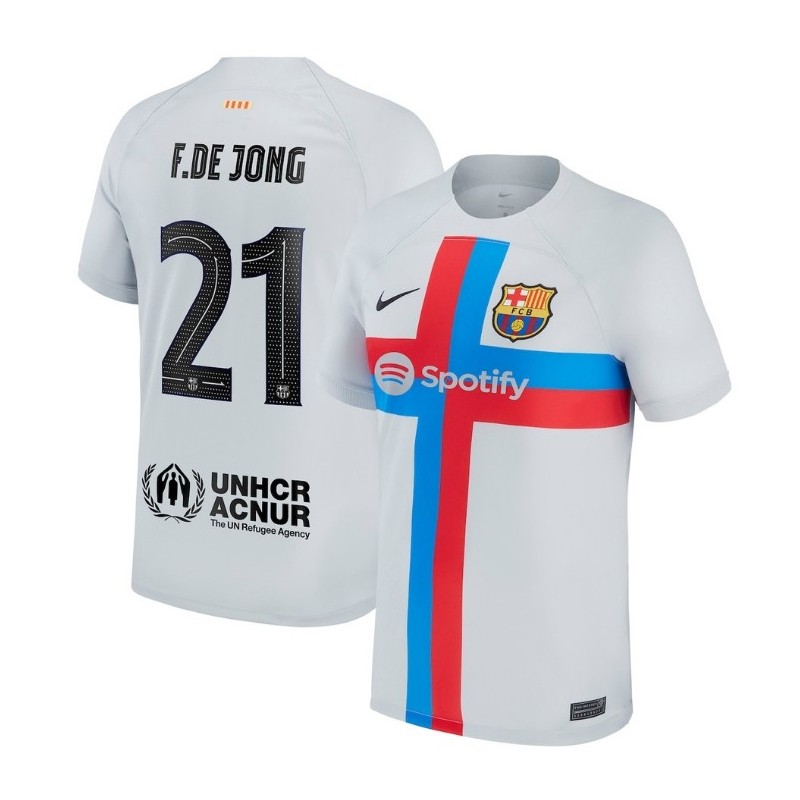 Frenkie de Jong Barcelona 2022/23 Third Breathe Stadium Jersey-Gray