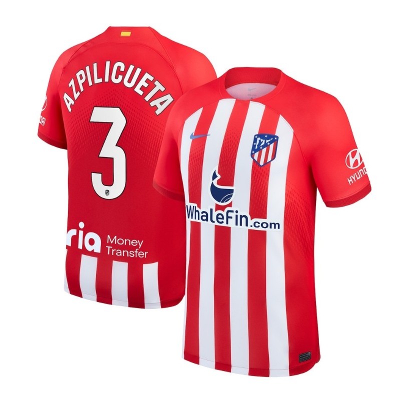 Atlético de Madrid Home Stadium Shirt 2023-24 With Azpilicueta 3,Red