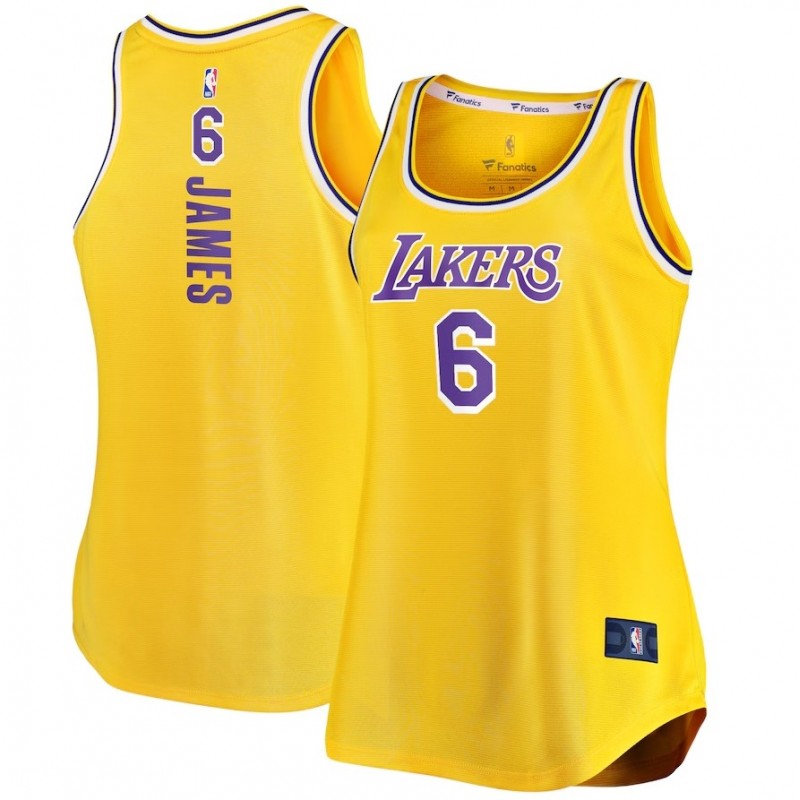 Los Angeles Lakers 6 LeBron James Fanatics Gold Fast Break Tank Jersey