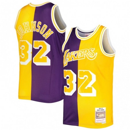 Magic Johnson Mitchell & Ness Purple/Gold Classics Split Swingman Jersey