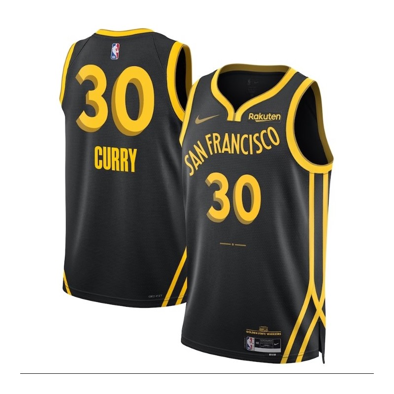 Men's Nike Stephen Curry Black 30 Swingman Badge Jersey - City Edition