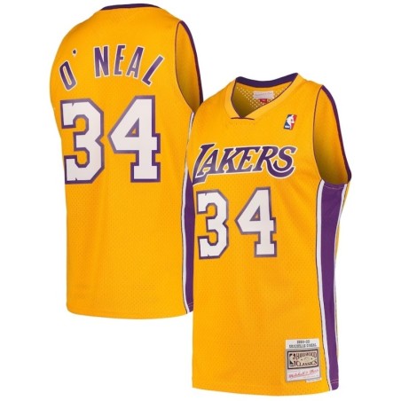 Shaquille O'Neal 34 Gold Los Angeles Lakers Classics Swingman Jersey