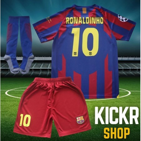 2005 Retro Edition Vintage Home Kids/Youth Ronaldinho 10 Soccer Jersey