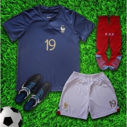 France 2022 Home Benzema Madrid Kids Soccer Uniform Jersey