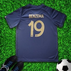 France 2022 Home Benzema Madrid Kids Soccer Uniform Jersey