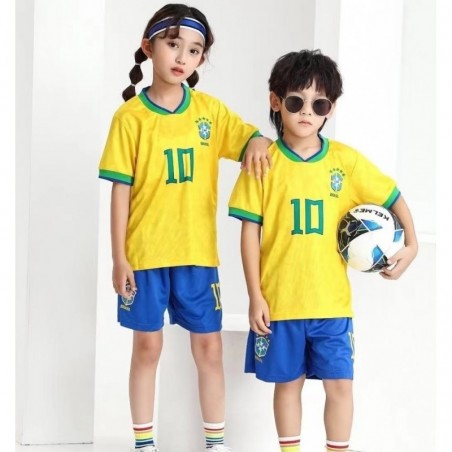 Brasil Neymar 10 Home Vıntage Kids Soccer Jersey Set