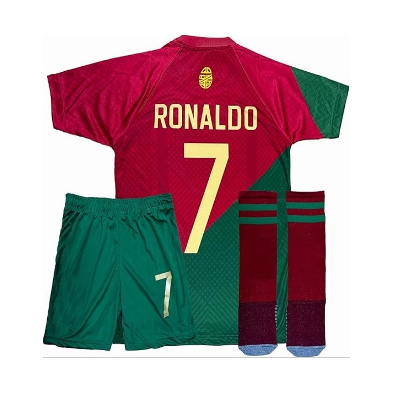 Msteco Portugal Soccer Legend 7 Jersey Fan Kids Unisex Jersey/Shorts