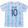 2021 Argentina 10 Leo Messi Copa-American Home Kids Soccer Jersey Set