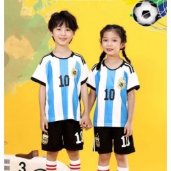 New Kids Messi 10 Argentina Home Soccer Jersey Set